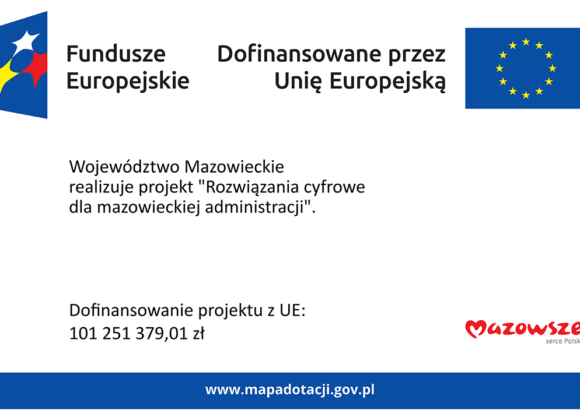 biała tablica z logotypami i czarnymi napisami.